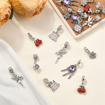 18Pcs 6 Styles Alloy Enamel with Crystal Rhinestone European Dangle Charms FIND-YW0006-85-1