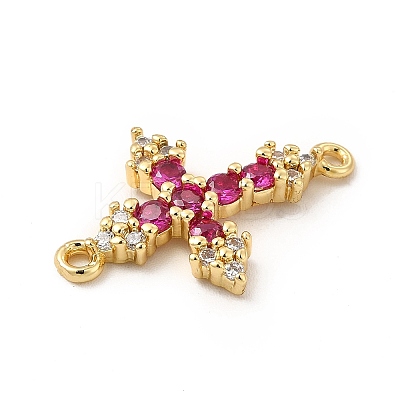 Eco-Friendly Rack Plating Brass Pave Cubic Zirconia Connector Charms KK-F847-06G-1