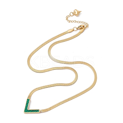 Ion Plating(IP) Synthetic Shell Initial Letter V Pendant Necklace NJEW-G074-58G-03-1