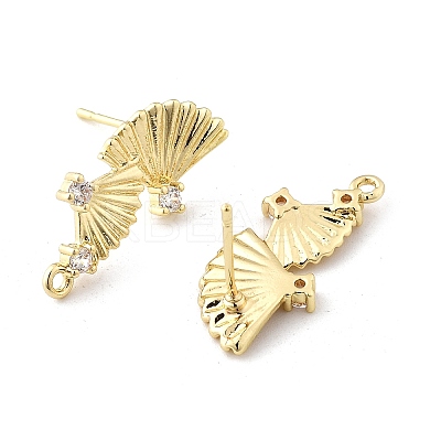 Brass Micro Pave Cubic Zirconia Stud Earring Findings LS-KK-K371-44G-1
