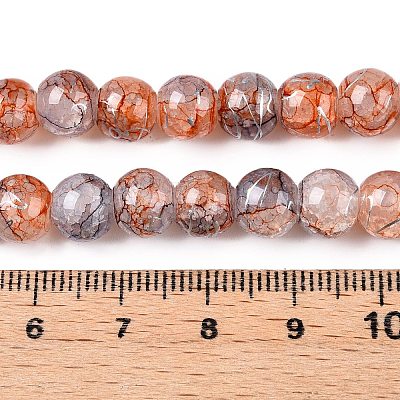 Drawbench Crackle Glass Beads Strands GLAA-N006-8mm-09-1