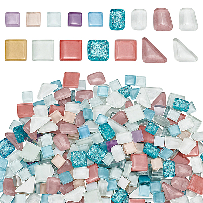 Light Color Series Glass Mosaic Cabochons GLAA-WH0032-10B-1