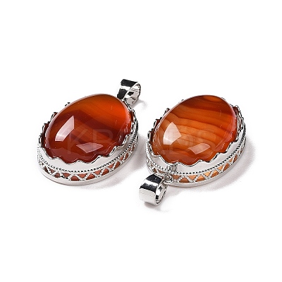 Natural Red Striped Agate/Banded Agate Pendants G-D851-38-1