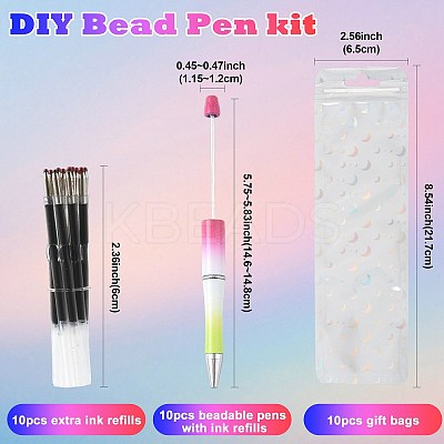 10Pcs ABS Plastic & Iron Ball-Point Pen AJEW-FS0001-41F-1