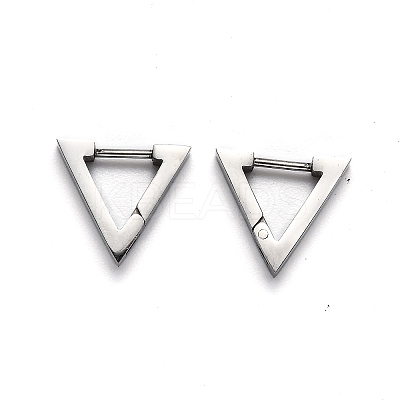 Tarnish Resistant 304 Stainless Steel Triangle Huggie Hoop Earrings STAS-J033-02A-P-1
