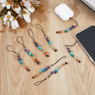 8Pcs Natural & Synthetic Gemstone Mobile Straps HJEW-MA00009-1