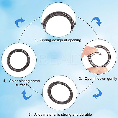 18Pcs 3 Colors Zinc Alloy Spring Gate Rings FIND-SP0001-51-1