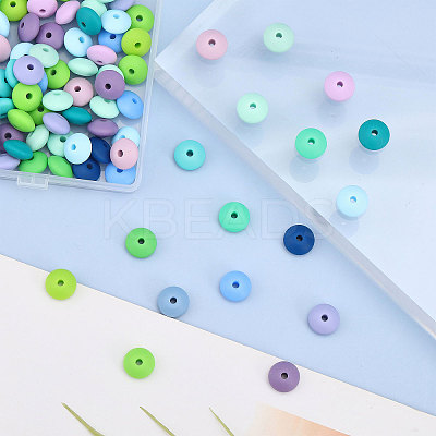 160Pcs 16 Colors Rondelle Food Grade Eco-Friendly Silicone Abacus Beads SIL-CA0003-17-1