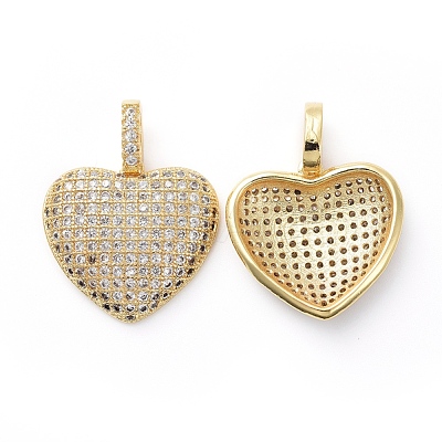 Brass Micro Pave Clear Cubic Zirconia Pendants KK-I658-36-1