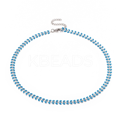 Enamel Wheat Link Chain Necklace NJEW-P220-02P-06-1