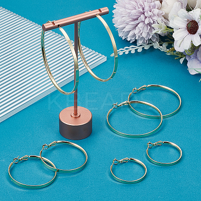 4 Piars 4 Styles Brass Ring Hoop Earrings for Women EJEW-BBC0001-71-1