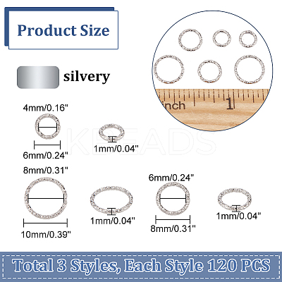 360Pcs 3 Styles 304 Stainless Steel Twisted Open Jump Rings for Chainmaille Weaves STAS-DC0011-98-1