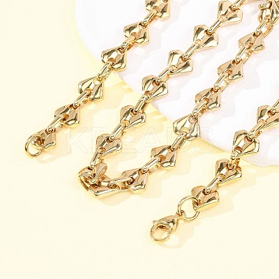 304 Stainless Steel Diamond Shape Link Chain Necklaces for Women Men NJEW-F363-01G-1