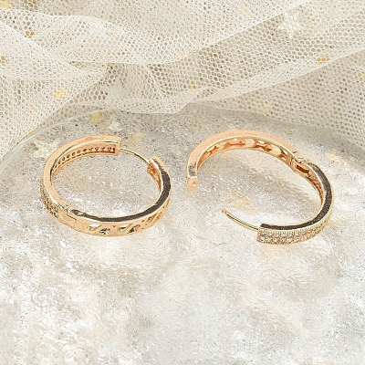Rack Plating Brass Clear Cubic Zirconia Hoop Earrings EJEW-M090-01G-06-1