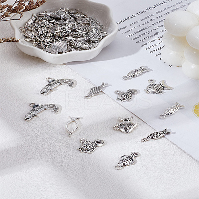 72Pcs 12 Styles Tibetan Style Alloy Pendants TIBE-LP0001-22-1