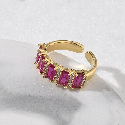 Brass Micro Pave Cubic Zirconia Cuff Open Rings for Women RJEW-L343-16G-02-1