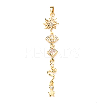 Tassel Brass Micro Pave Clear Cubic Zirconia Big Pendants KK-L271-01G-11-1