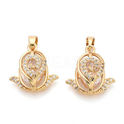 Brass Micro Pave Cubic Zirconia Pendants KK-N272-06G-1