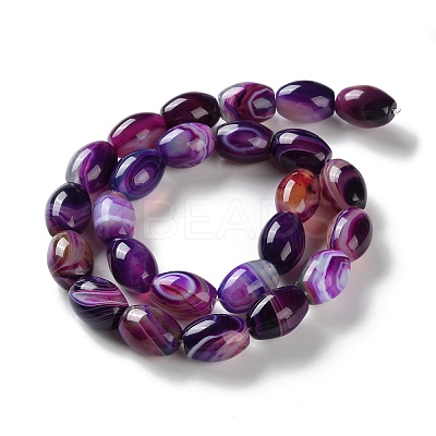 Natural Banded Agate (Dyed & Heated) Beads Strands G-M446-D01-01F-1