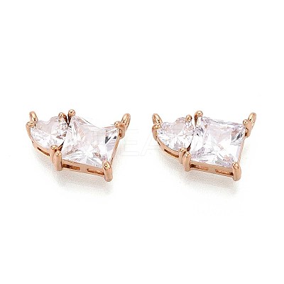 Brass Pave Clear Cubic Zirconia Pendants KK-N284-07G-1