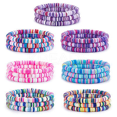 Handmade Polymer Clay Heishi Surfer Stretch Bracelets Set BJEW-SW00099-05-1