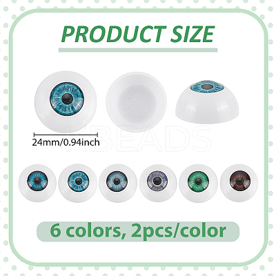 12Pcs 6 Colors Plastic Safety Craft Eye DIY-PH0031-36-1