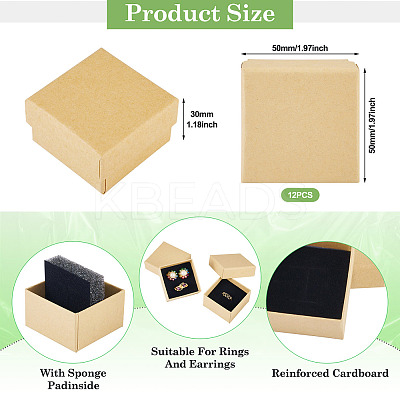 12Pcs Square Cardboard Earring Jewelry Gift Boxes AJEW-TA0001-78-1