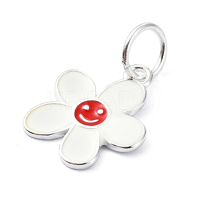 925 Sterling Silver Enamel Smiling Face Flower Charms STER-M119-06B-S-1