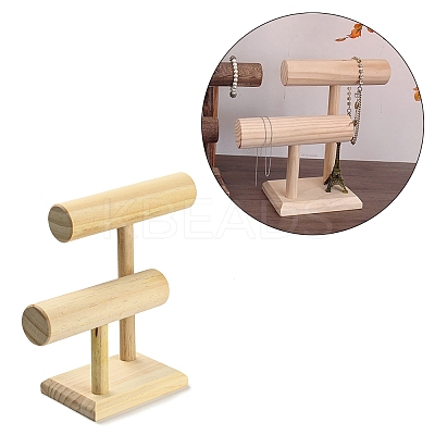 2-Tier Wood T Bar Bracelet Display Stands BDIS-F005-02A-1