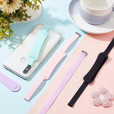 4 Sets 4 Colors Wrist Strap Hand Lanyard Silicone Elastic Moblie Straps AJEW-OC0003-16-1