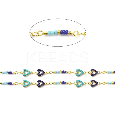 Handmade Brass Enamel Heart Link Chains CHC-M024-25G-02-1