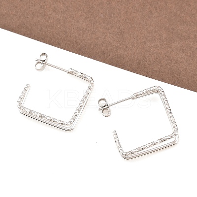 304 Stainless Steel Two-layer Square Stud Earrings EJEW-D339-02P-1
