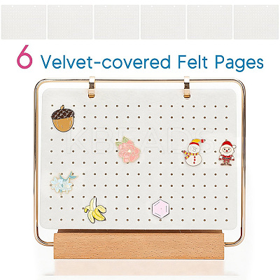 Felt with Iron Desktop Brooch Organizer Stands with Wooden Base ODIS-SC0001-12-1