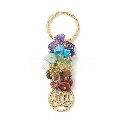 Chakra Natural Gemstone Chip Pendant Keychain KEYC-JKC00414-04-1