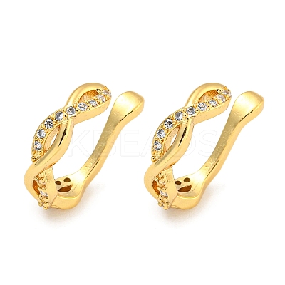 Brass Micro Pave Cubic Zirconia Cuff Earrings EJEW-C104-093G-1