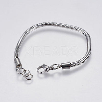 Tarnish Resistant 304 Stainless Steel Round Snake Chain Bracelet Making STAS-F139-056P-B-1