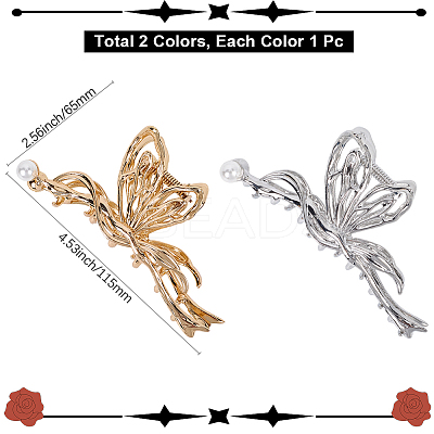 2Pcs 2 Colors Metal Claw Hair Clips AJEW-DJ0001-25-1
