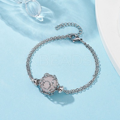 Non-Tarnish 304 Stainless Steel Macrame Pouch Braided Gemstone Holder Bracelet Making BJEW-JB09645-02-1
