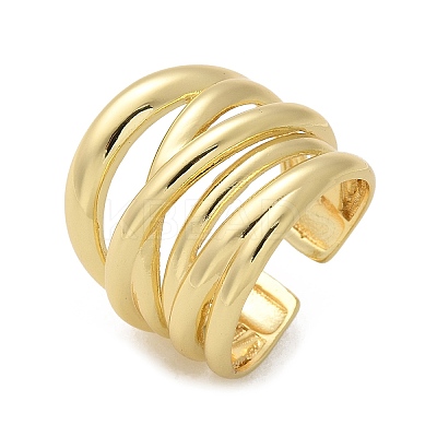 Brass Multi-layer Cuff Finger Rings RJEW-C120-03G-1