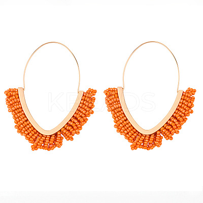 Bohemian Seed Beads with Brass Hoop Earrings ST1813769-1