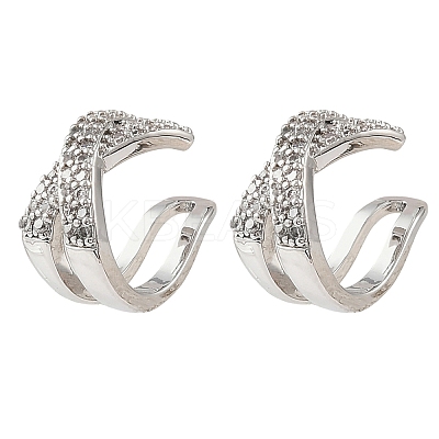 Brass Rhinestone Cuff Errings RB-Z001-03P-1