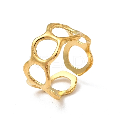 Ion Plating(IP) 304 Stainless Steel Circle Ring Wrap Open Cuff Ring for Women LS-RJEW-E066-03G-1
