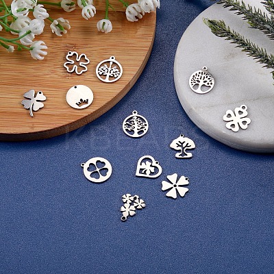 12Pcs 12 Style 304 Stainless Steel Charms STAS-SZ0001-48-1