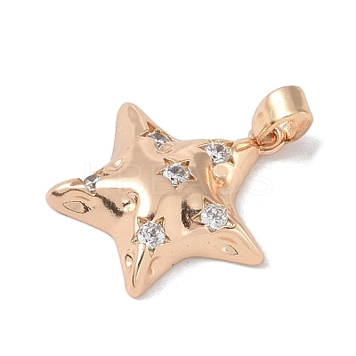 Brass Micro Pave Clear Cubic Zirconia Pendants KK-P273-02KCG-1
