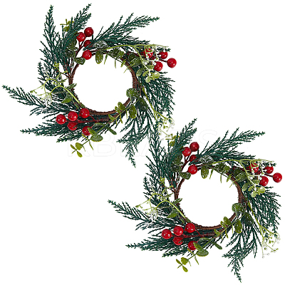 PP Plastic and Foam and Wire Christmas Wreath AJEW-WH20060-21-1