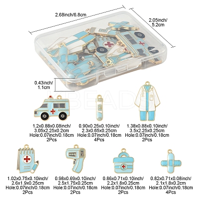 18Pcs 7 Styles Medical Theme Alloy Enamel Pendants FIND-FS0004-32B-1