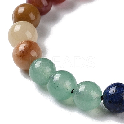 Round Natural Mixed Gemstone Braided Bead Bracelets BJEW-H239-02-1
