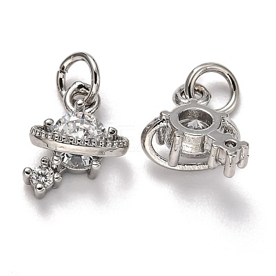 Brass Micro Pave Cubic Zirconia Charms ZIRC-H119-10P-1