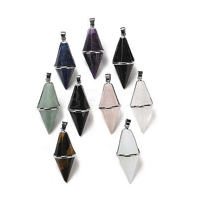 Natural & Synthetic Mixed Gemstone Pointed Pendants G-F763-04P-1