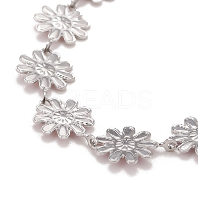 Enamel Daisy Link Chain Necklace NJEW-P220-01P-1